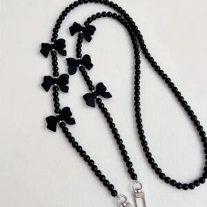 Elegant Black Lanyard Accessory with Bow Details
